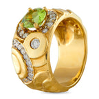 SEIDENGANG 18K Yellow Gold 0.60ct Diamond and Peridot Ring