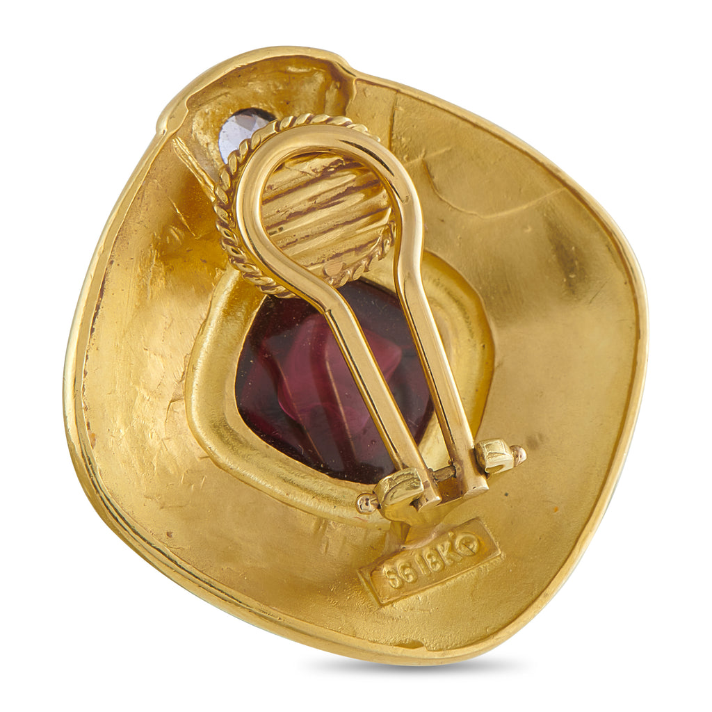 Seidengang 18K Yellow Gold Garnet and Iolite Clip