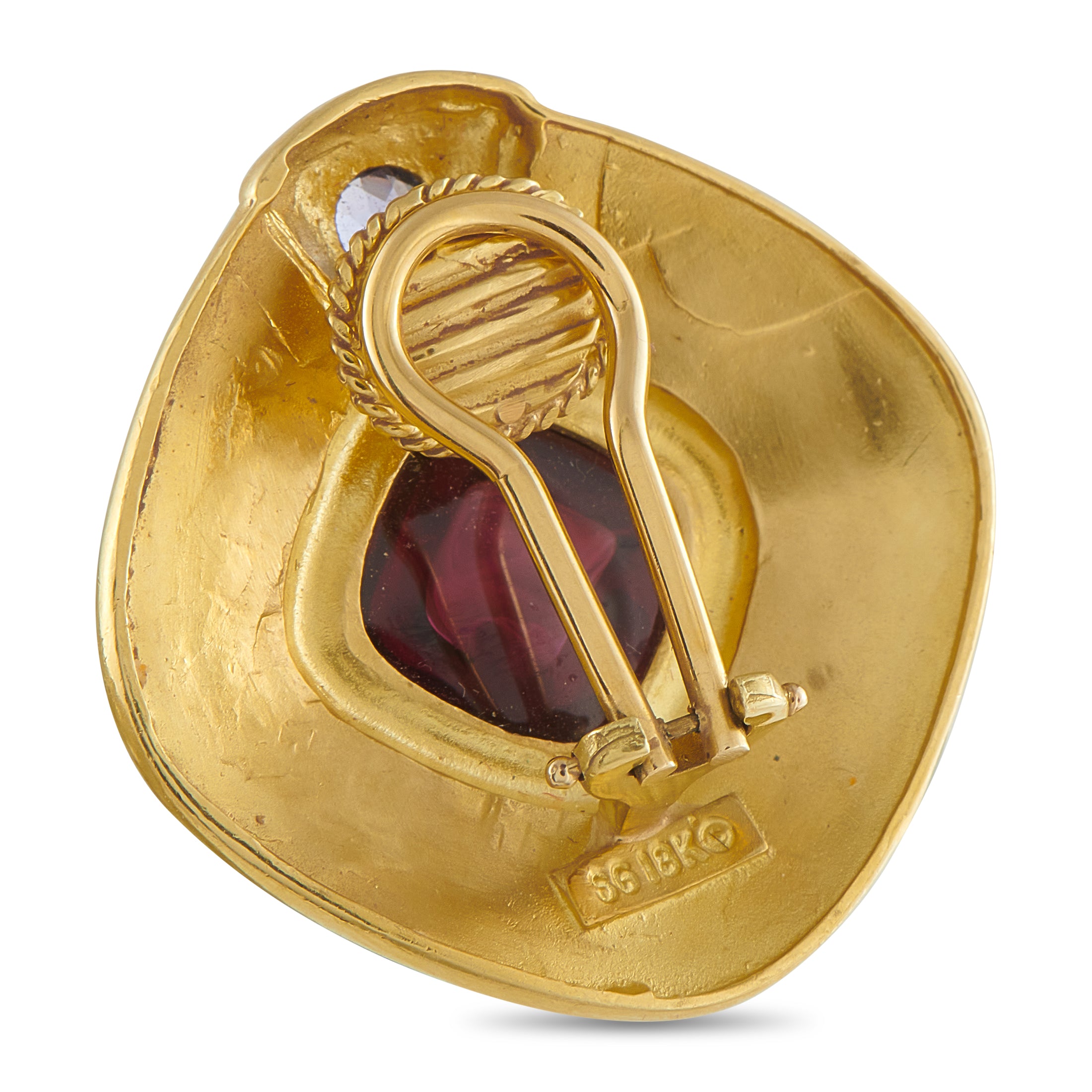 Seidengang 18K Yellow Gold Garnet and Iolite Clip