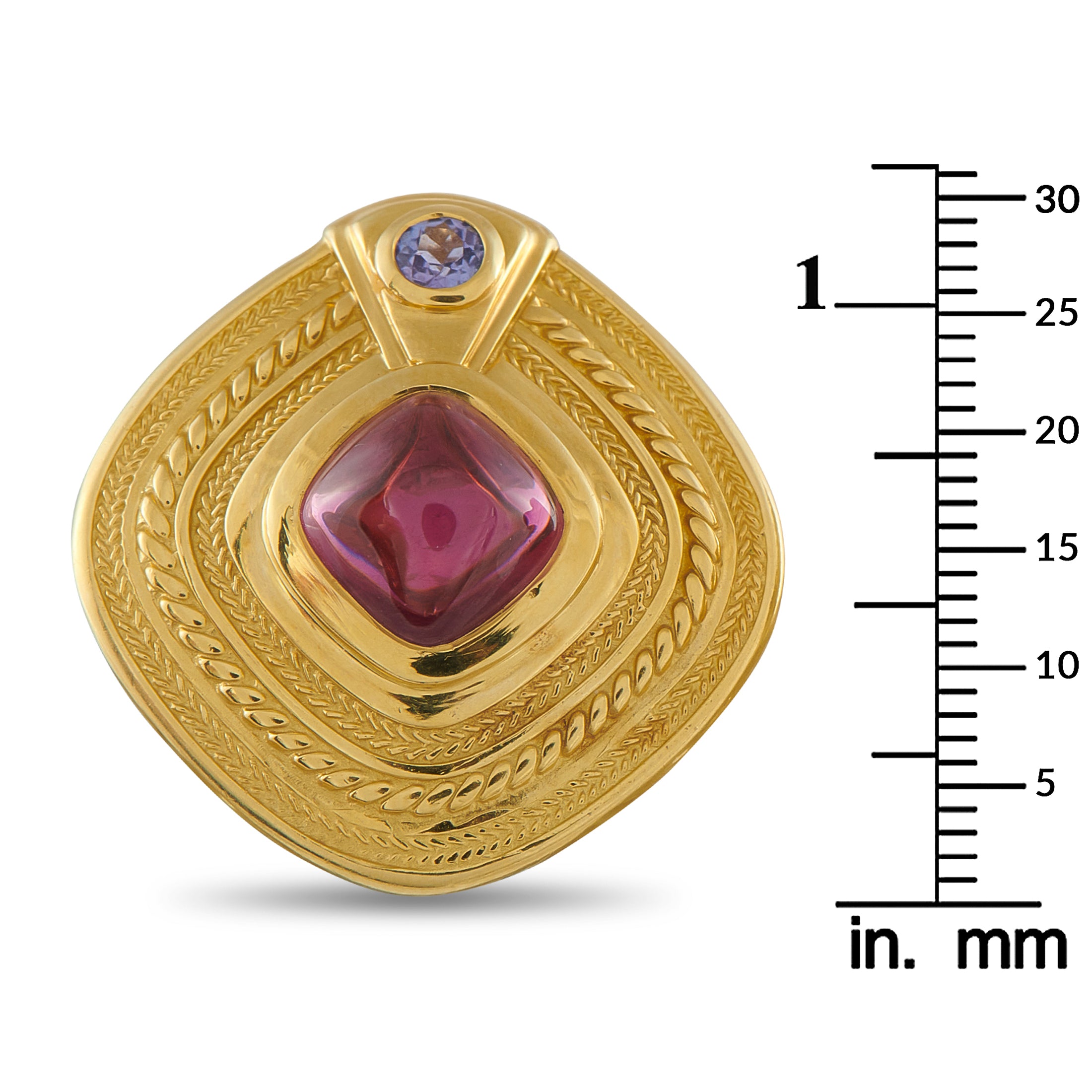 Seidengang 18K Yellow Gold Garnet and Iolite Clip