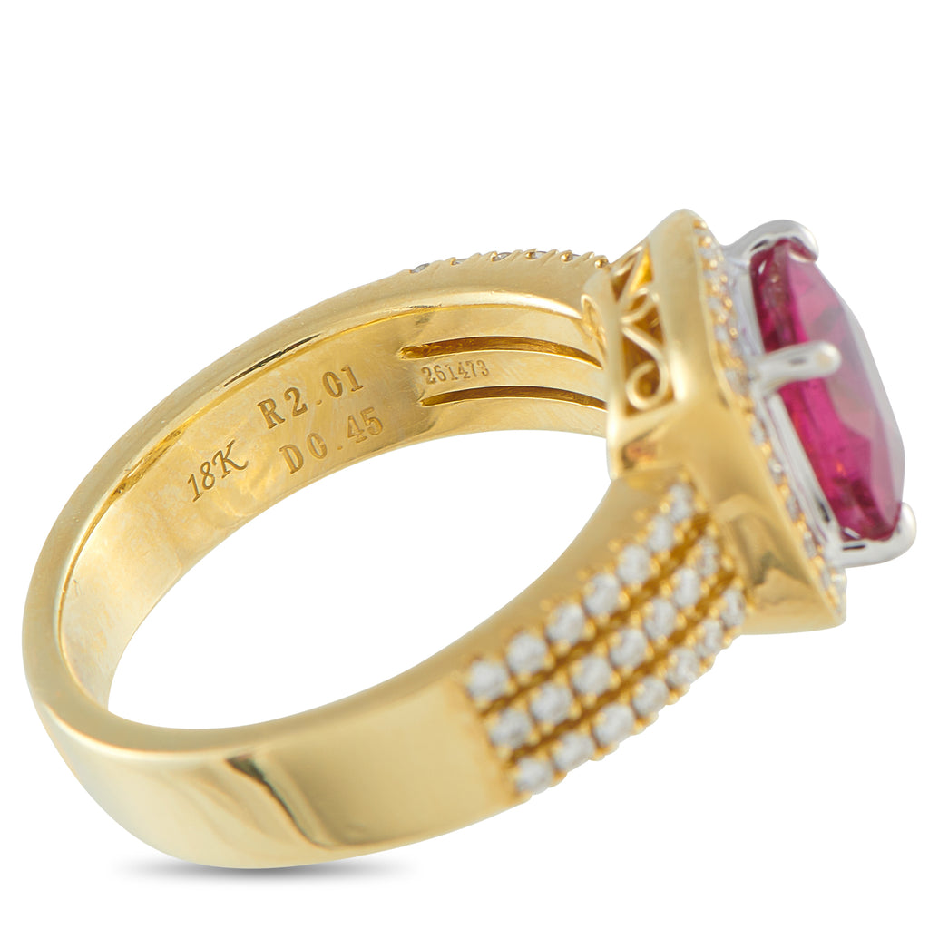 Simon G18K Yellow Gold 0.45ct Diamond and Rubellite Ring