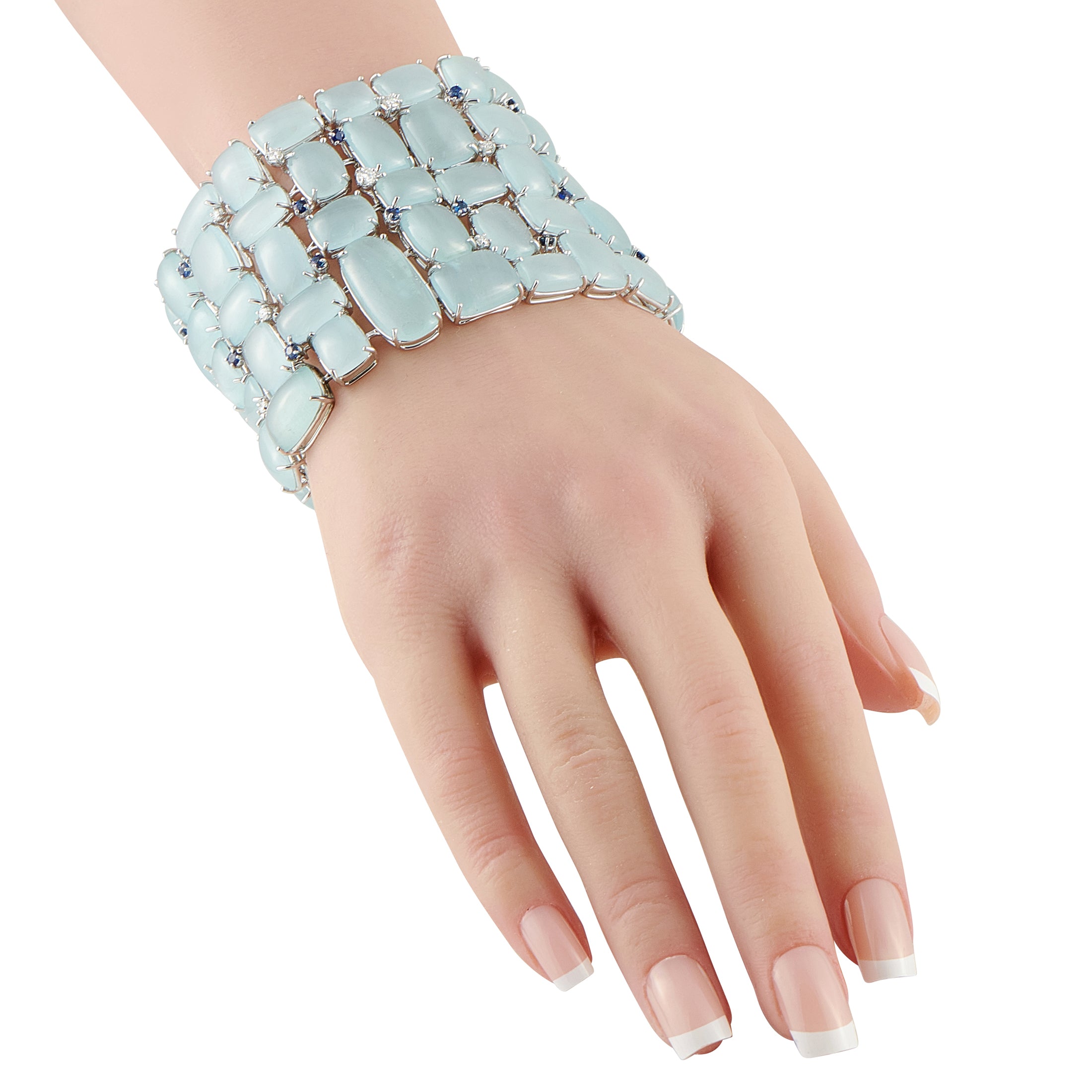 Sophia D 18K White Gold 0.85ct Diamond, Sapphire and Moonstone Bracelet