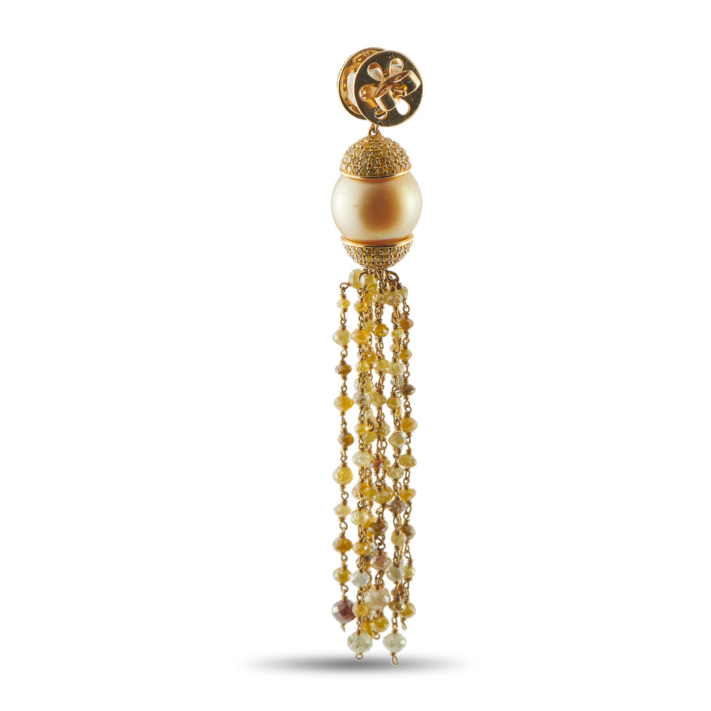SOPHIA D 18K Yellow Gold 1.30ct Diamond and Pearl Dangle Earrings