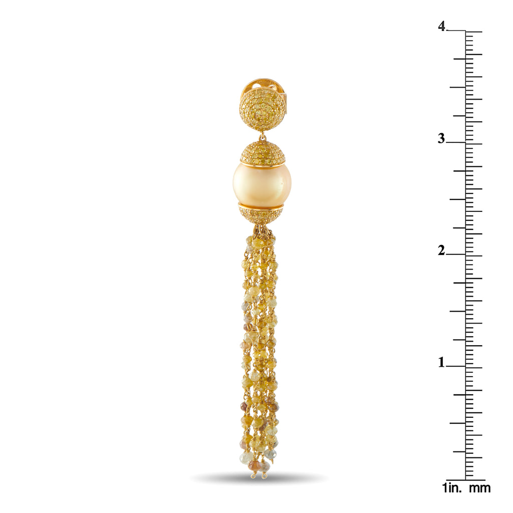 SOPHIA D 18K Yellow Gold 1.30ct Diamond and Pearl Dangle Earrings
