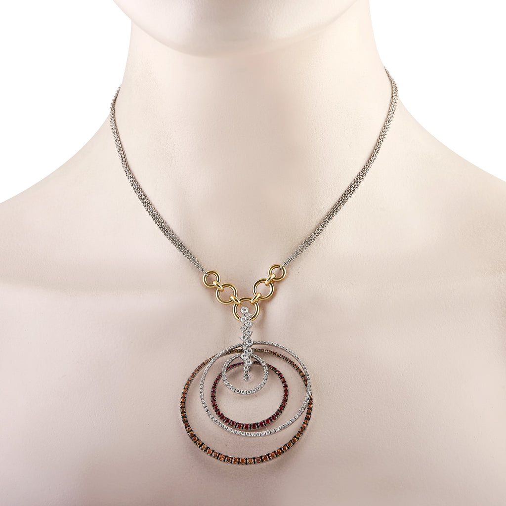 Staurino Fratelli 18K White and Yellow Gold 1.80ct Diamond and Sapphire Necklace