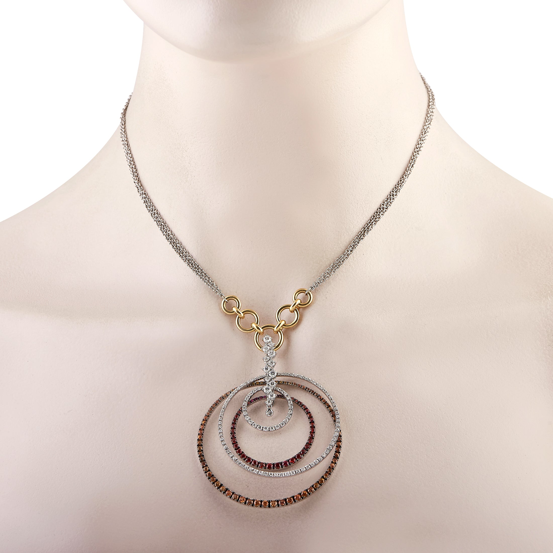 Staurino Fratelli18K White and Yellow Gold 1.80ct Diamond and Sapphire Necklace