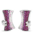 STEFAN HAFNER 18K White Gold 0.95ct Diamond and Pink Sapphire Earrings