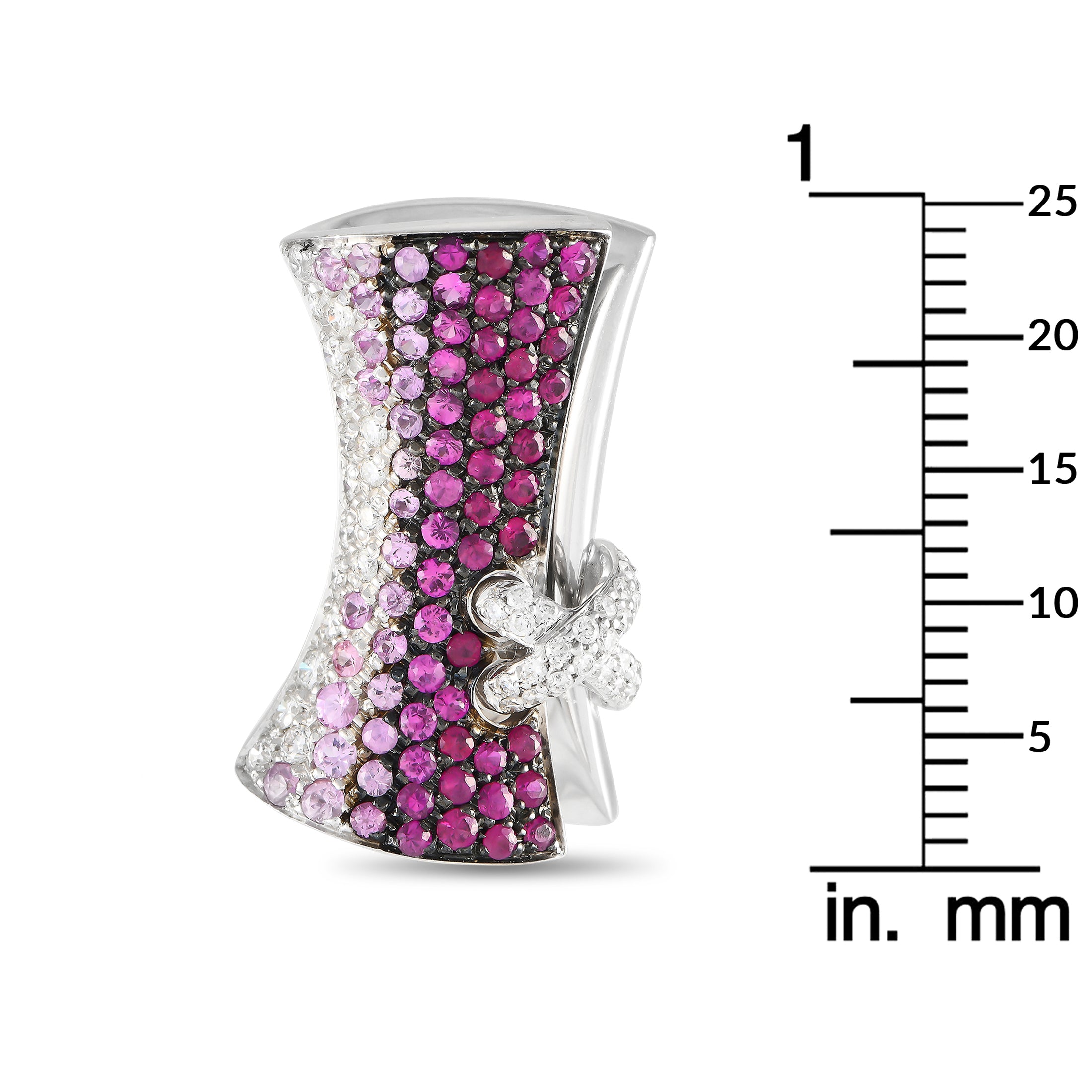 Stefan Hafner 18K White Gold 0.95ct Diamond and Pink Sapphire Earrings
