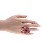 STEFERE 18K Rose Gold 0.47ct Diamond, Tourmaline, Pink Sapphire, and Ruby Flower Ring