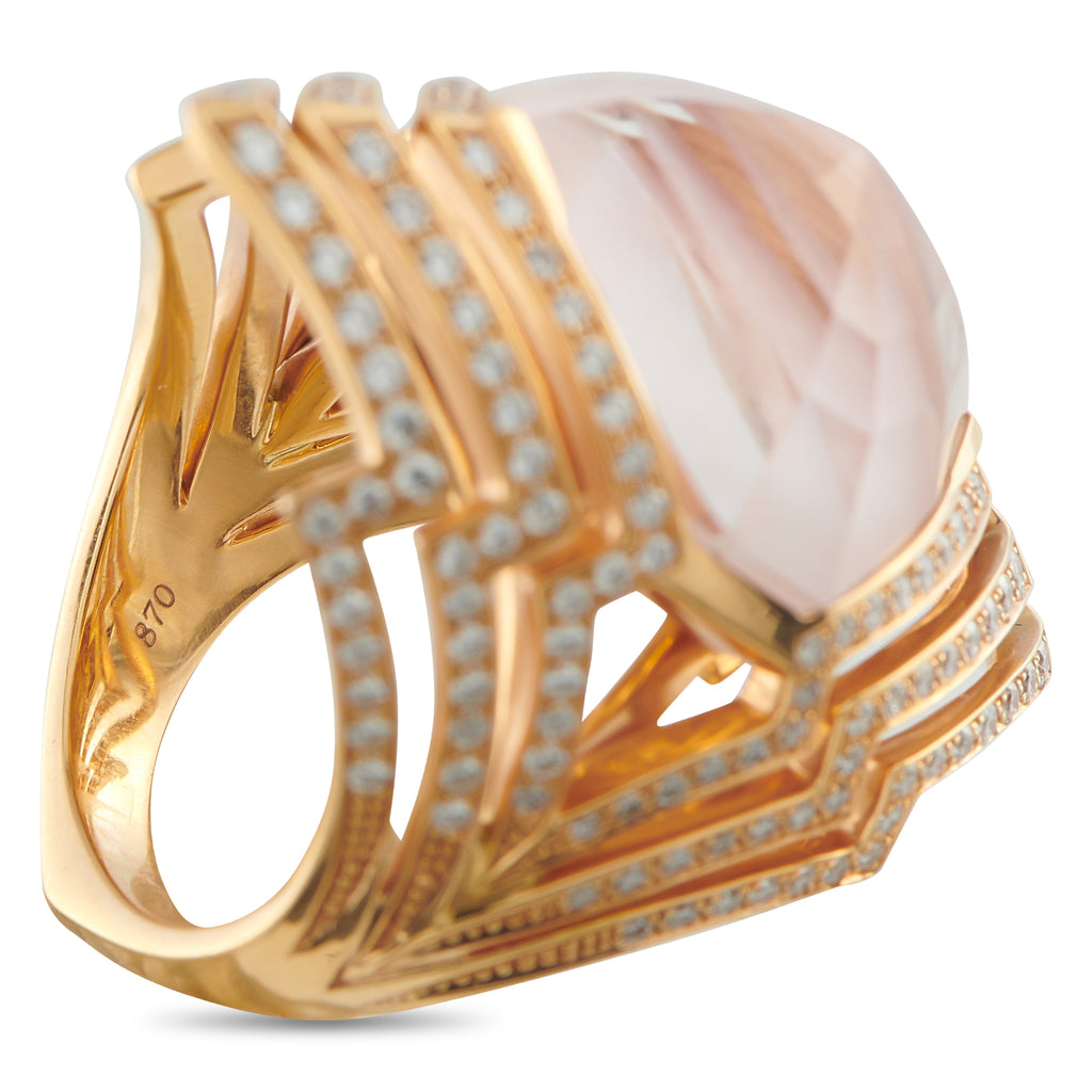 Stephen Webster 18K Rose Gold 0.97ct Diamond and Pink Opal Ring