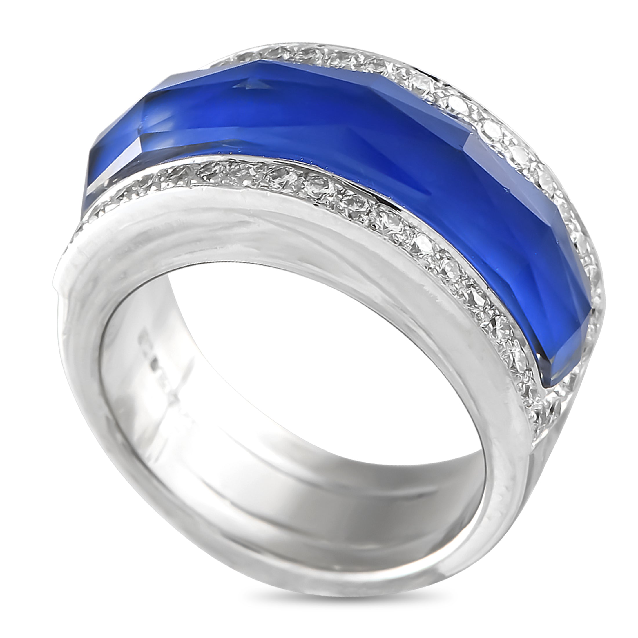 Stephen Webster 18K White Gold 0.30ct Diamond and Crystal Haze Lapis Ring – Dramatic in its deep blue elegance, this Stephen 