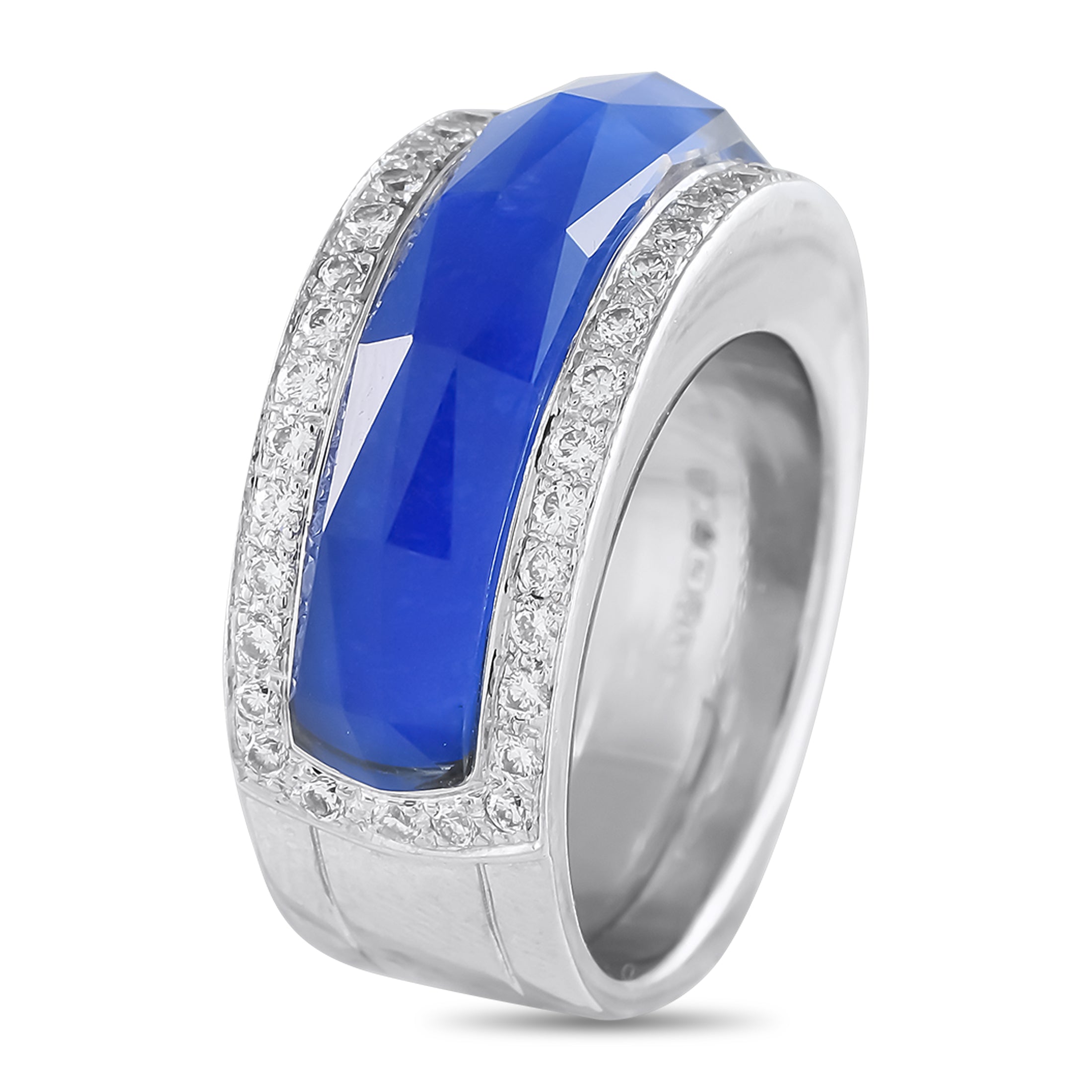Stephen Webster 18K White Gold 0.30ct Diamond and Crystal Haze Lapis Ring