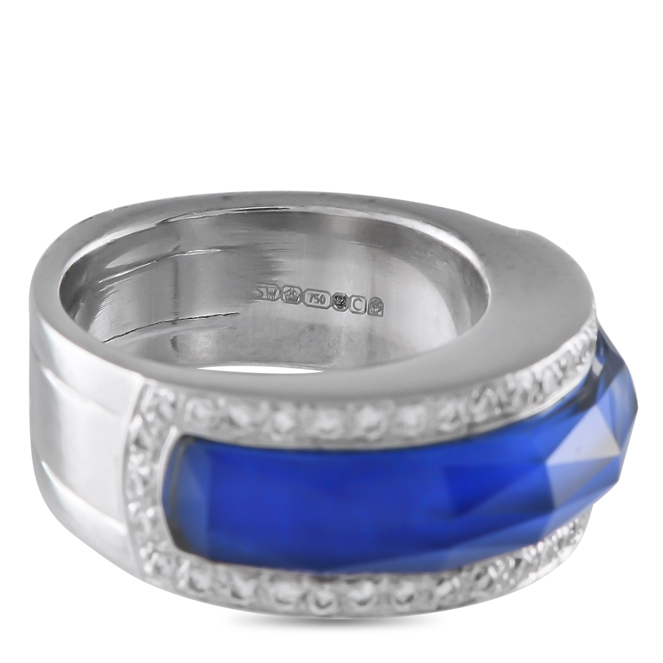 Stephen Webster 18K White Gold 0.30ct Diamond and Crystal Haze Lapis Ring