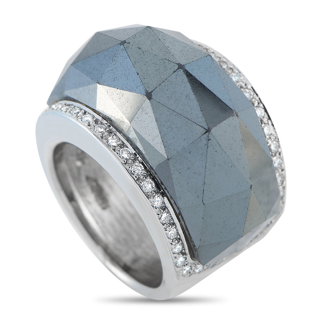 Stephen Webster 18K White Gold 0.55ct Diamond and Hematite Ring
