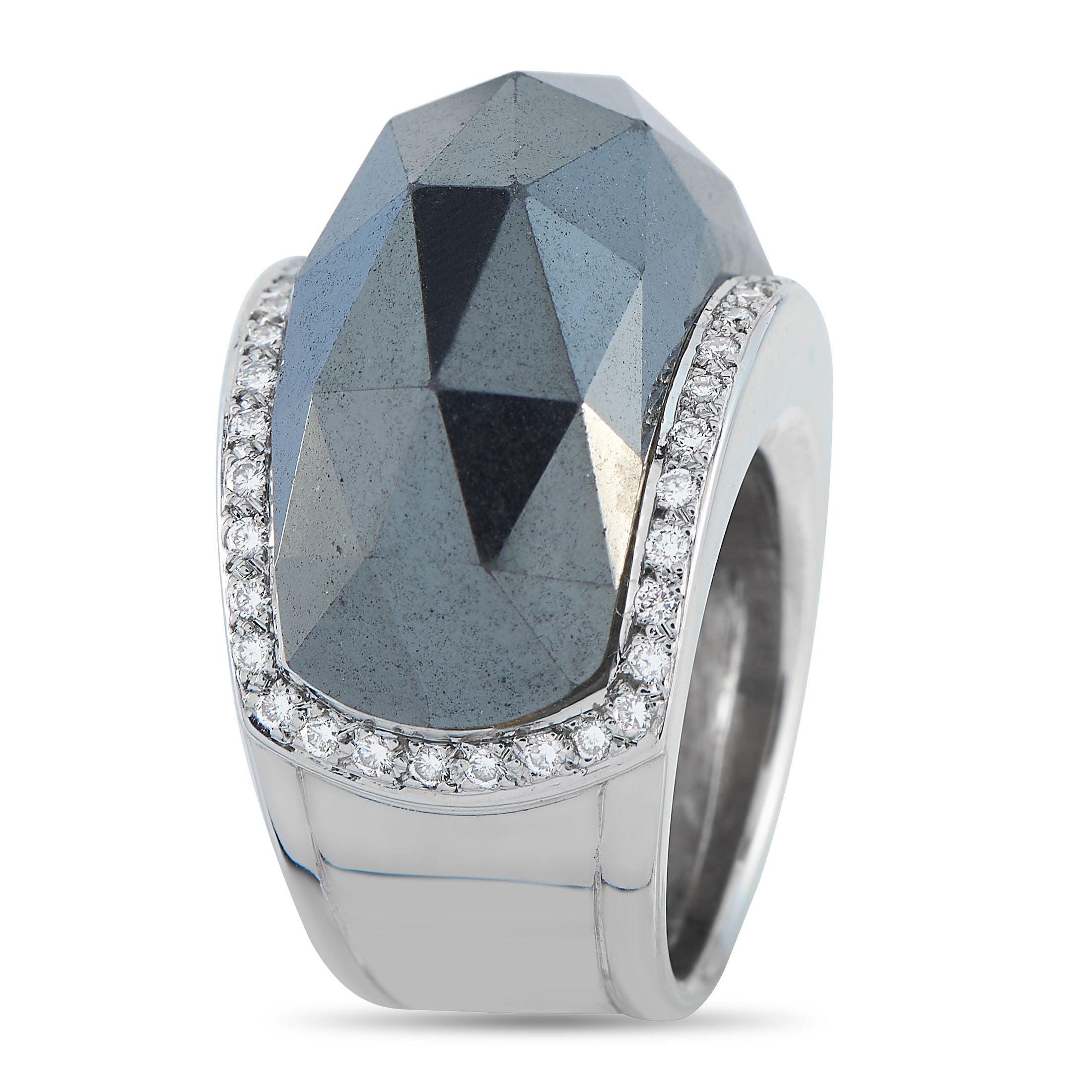 Stephen Webster 18K White Gold 0.55ct Diamond and Hematite Ring
