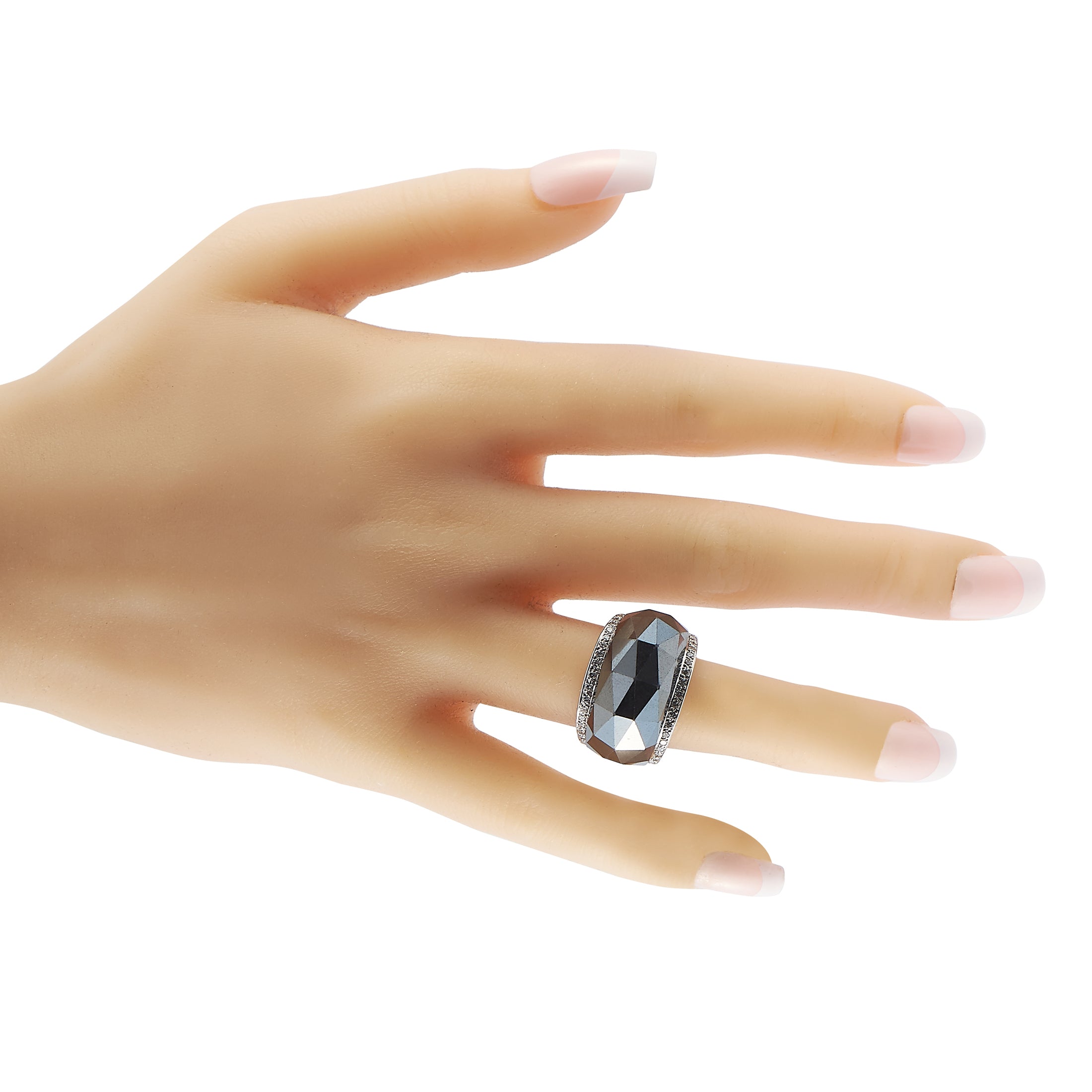 Stephen Webster 18K White Gold 0.55ct Diamond and Hematite Ring