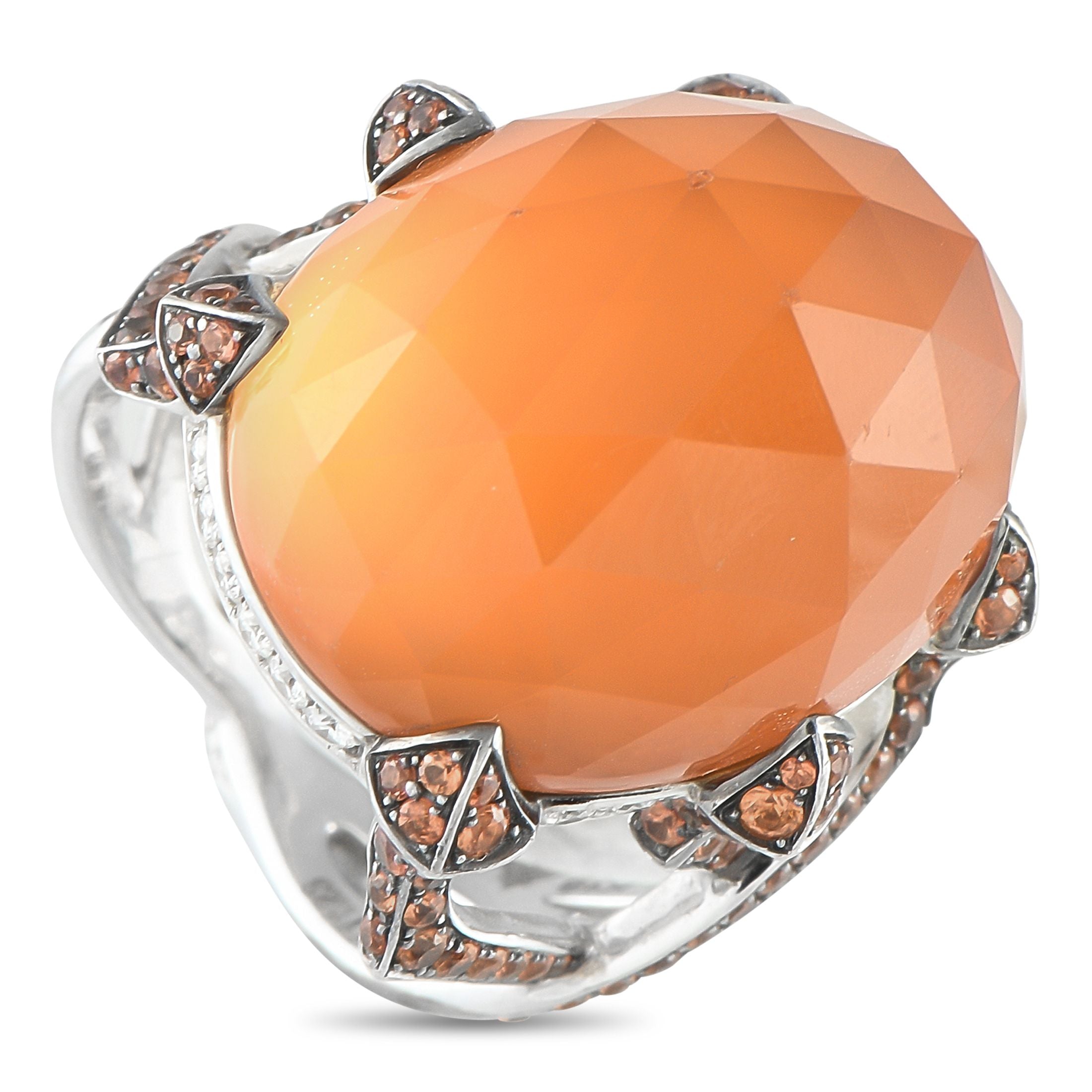 Stephen Webster18K White Gold Diamond, Quartz, and Orange Sapphire Ring SW12-082125 – This Stephen Webster 18K White Gold rin