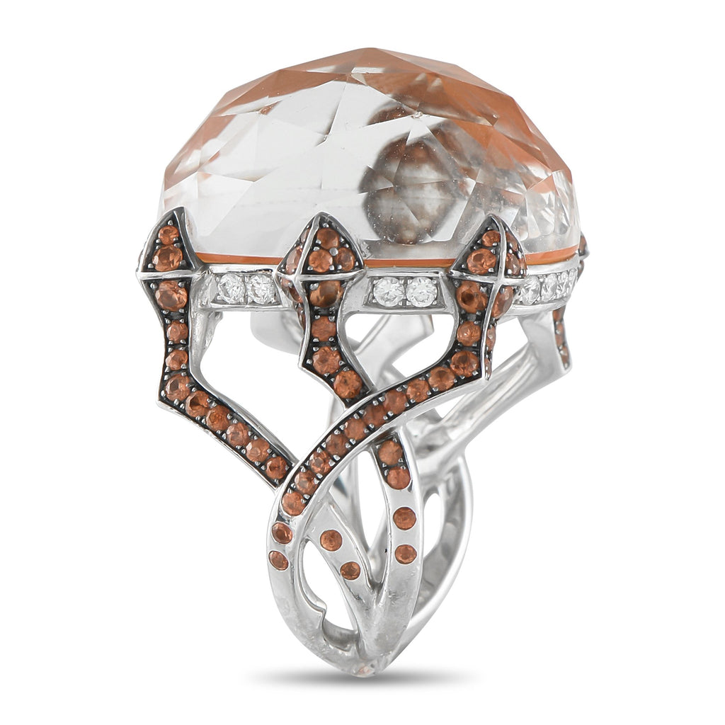 Stephen Webster 18K White Gold Diamond, Quartz, and Orange Sapphire Ring