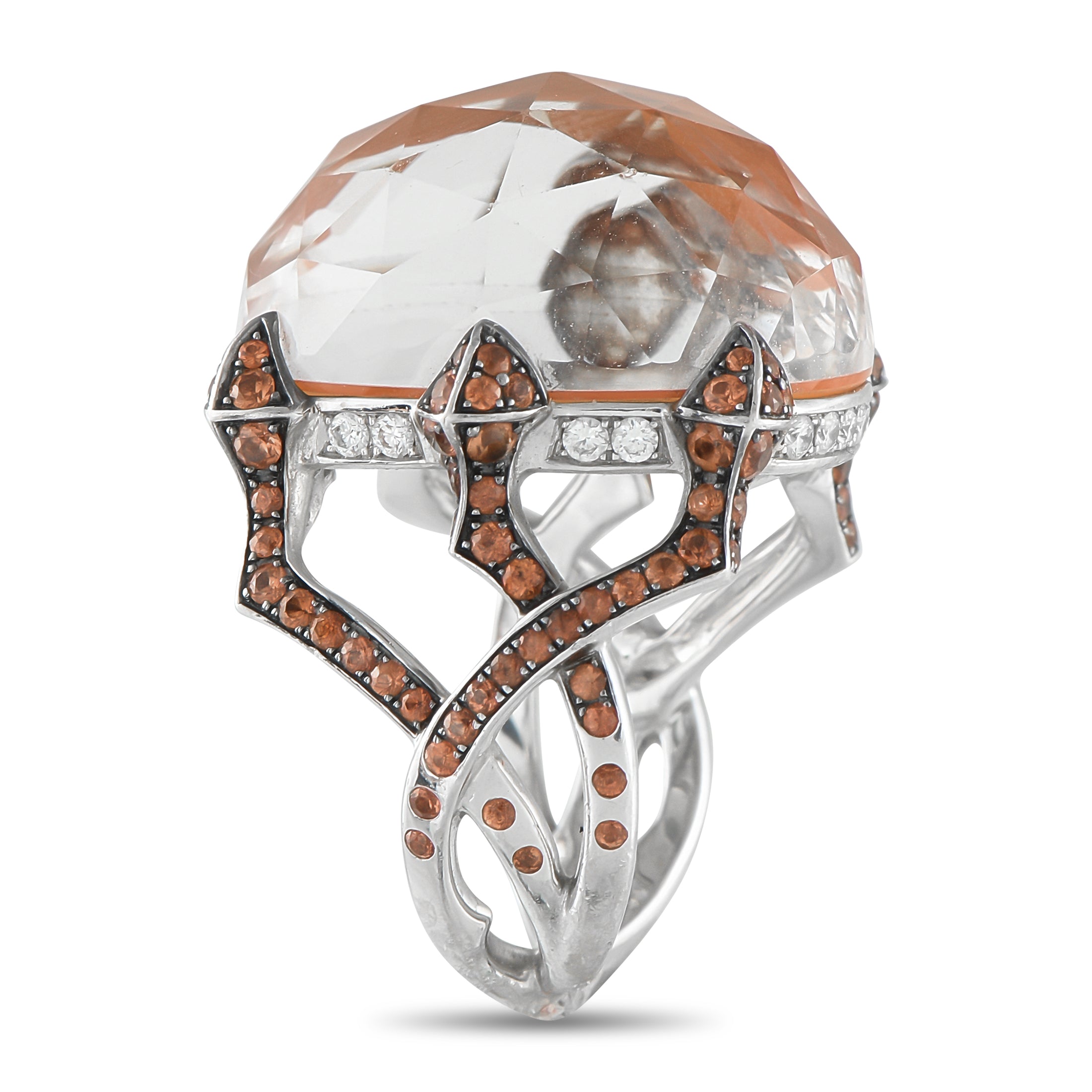 Stephen Webster 18K White Gold Diamond, Quartz, and Orange Sapphire Ring