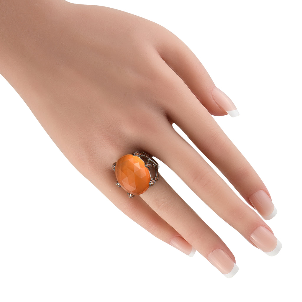 Stephen Webster 18K White Gold Diamond, Quartz, and Orange Sapphire Ring
