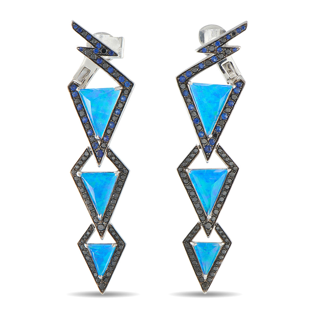 Stephen WebsterLady Stardust 18K White Gold Diamond, Opal, and Sapphire Earrings