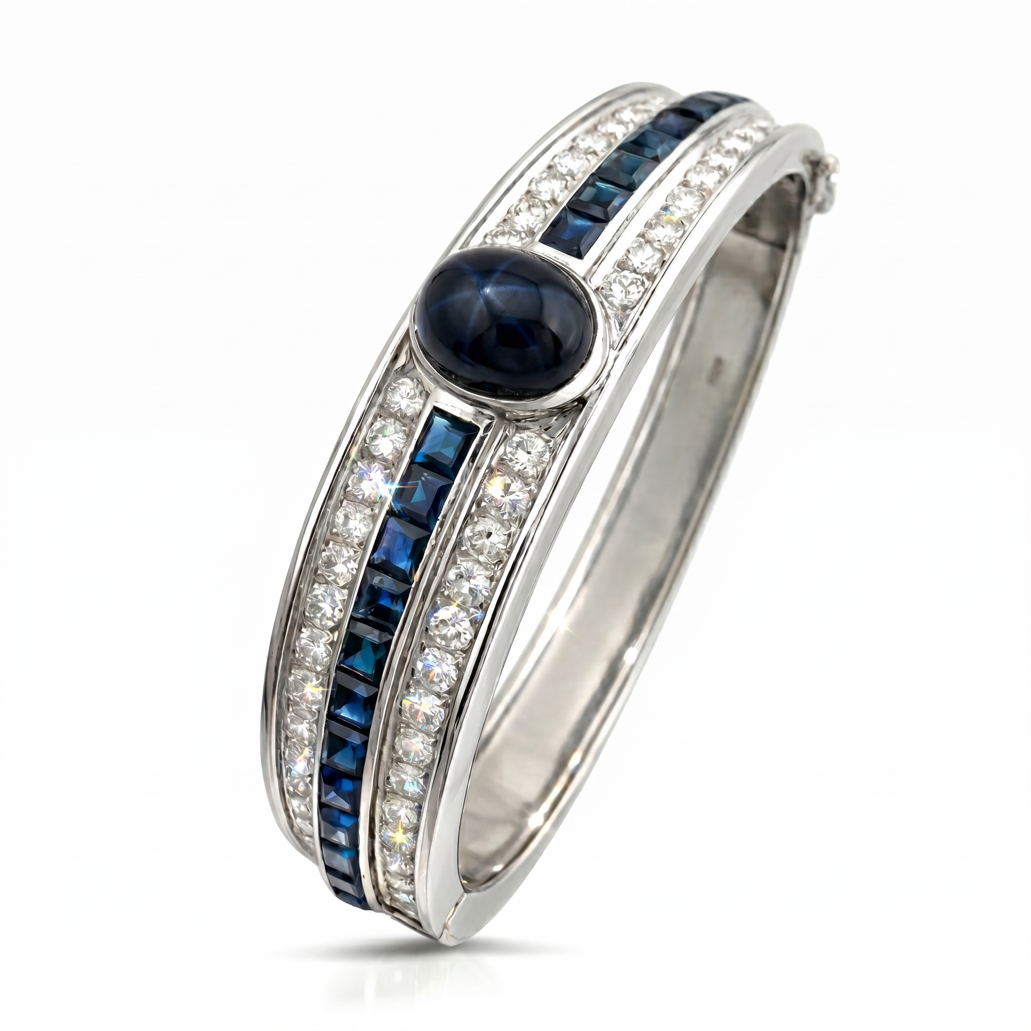 18K White Gold 4.5ct Diamond and 9.65ct Sapphire Bracelet