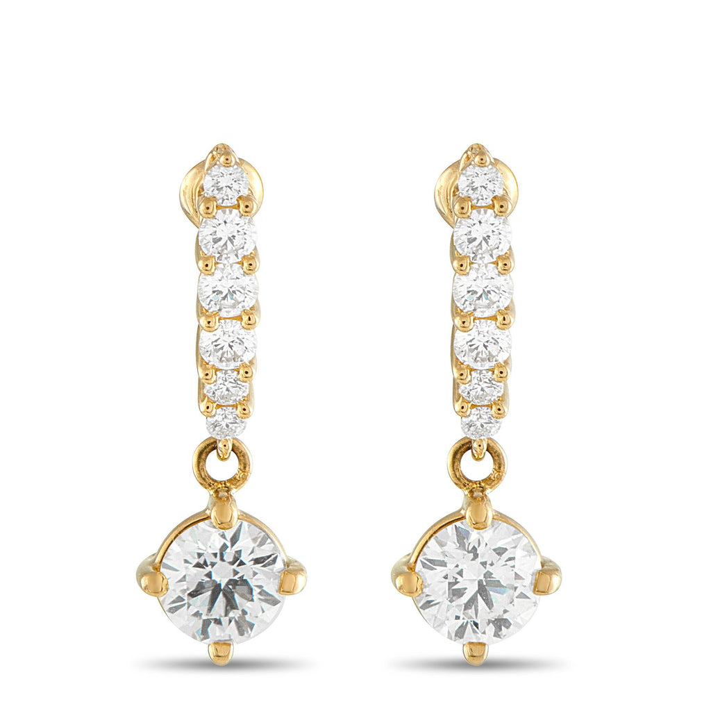 Tasaki18K Yellow Gold 1.12ct Diamond Earrings - These sophisticated Tasaki earrings are ideal for anyone with a streamlined aesthetic. On these earrings, a pair of 0.41 cara