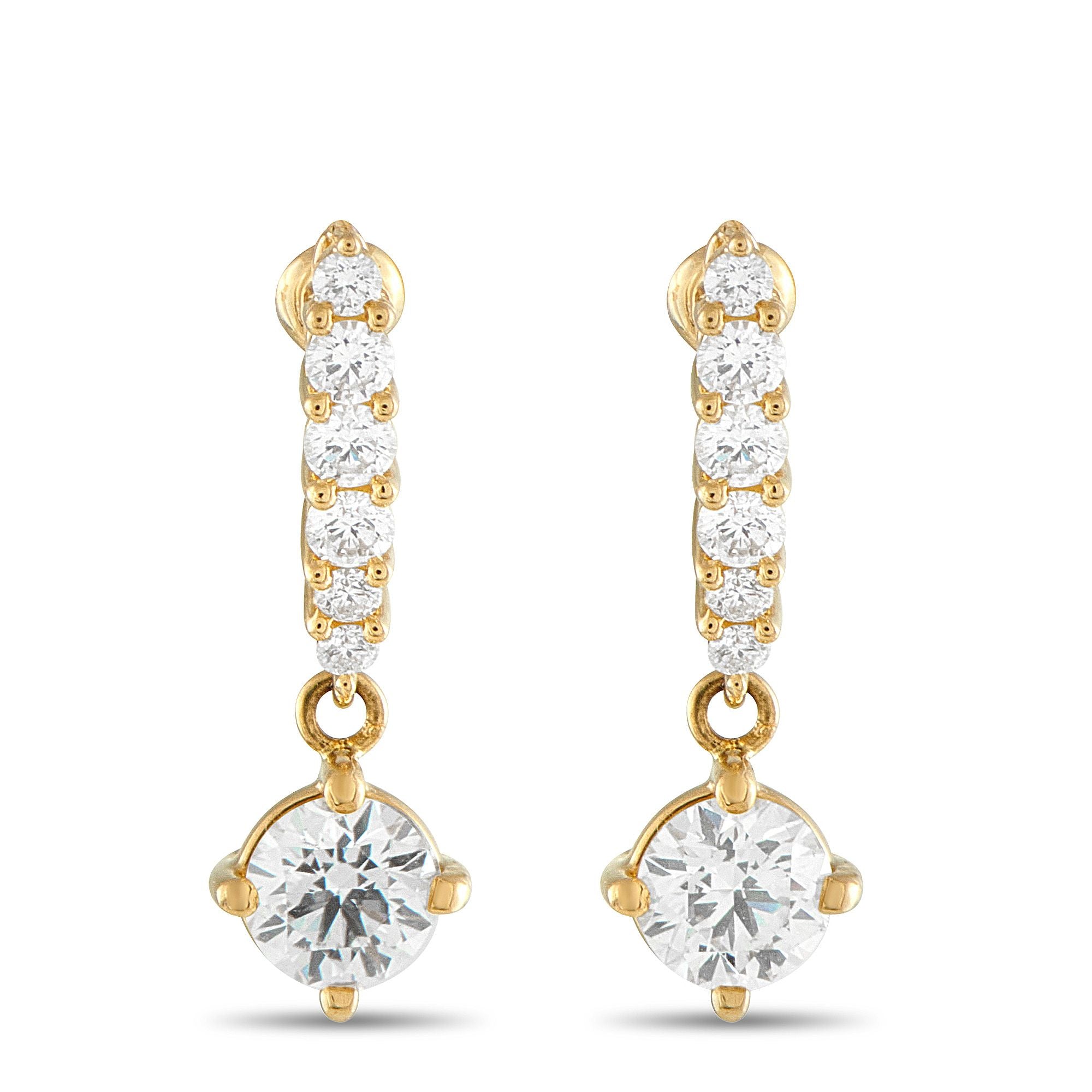 Tasaki18K Yellow Gold 1.12ct Diamond Earrings - These sophisticated Tasaki earrings are ideal for anyone with a streamlined aesthetic. On these earrings, a pair of 0.41 cara