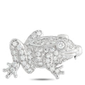 Diamond frog brooch in white gold, full body pavé design and round center stone