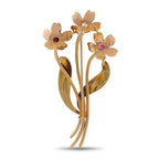 Tiffany & Co. Vintage 14K Yellow Gold 0.50ct Diamond and Ruby Flower Brooch