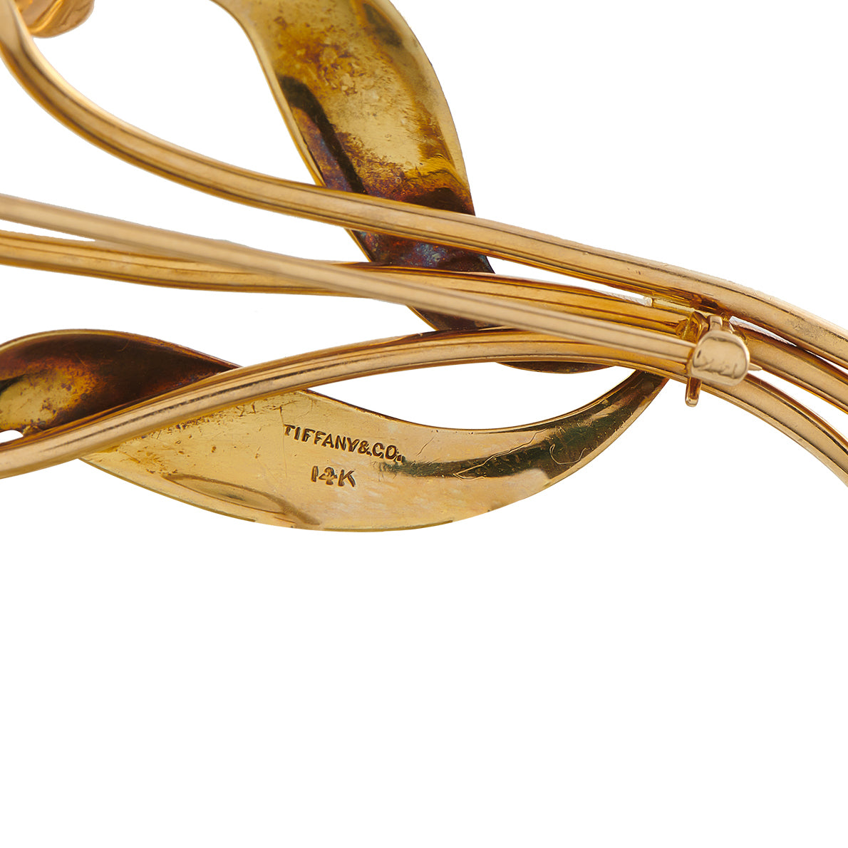 Tiffany & Co. Vintage 14K Yellow Gold 0.50ct Diamond and Ruby Flower Brooch