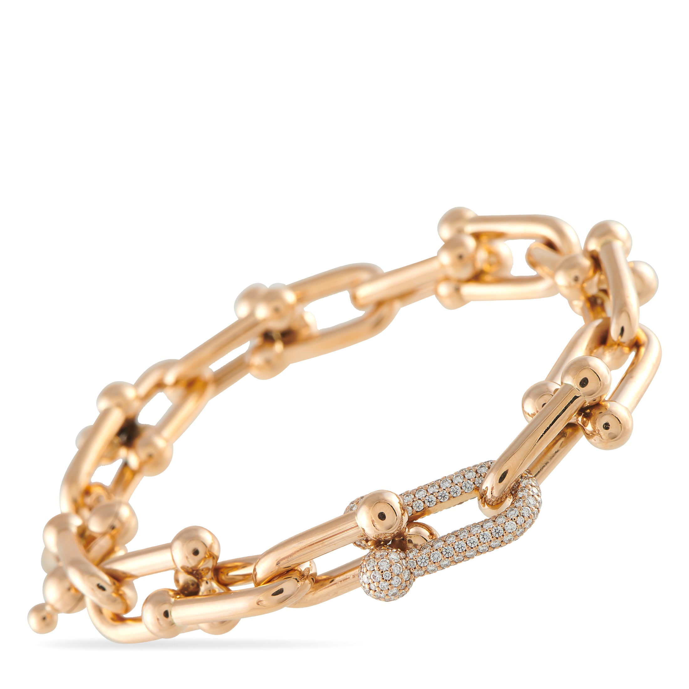 TIFFANY & CO. Tiffany & Co. HardWear 18K Rose Gold 1.70ct Diamond Link Bracelet