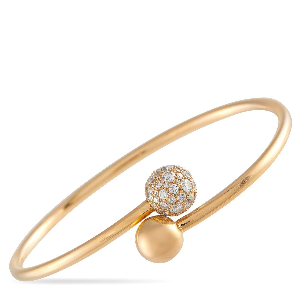 Tiffany & CO. 18K rose gold bracelet with pavé diamond sphere and gold bead
