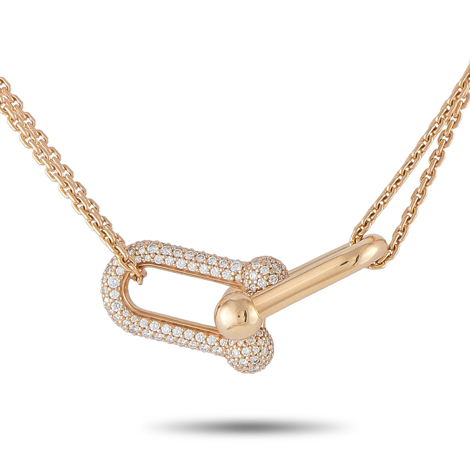 TIFFANY & CO. Tiffany & Co. HardWear 18K Rose Gold 0.74ct Diamond Double Link Large Pendant