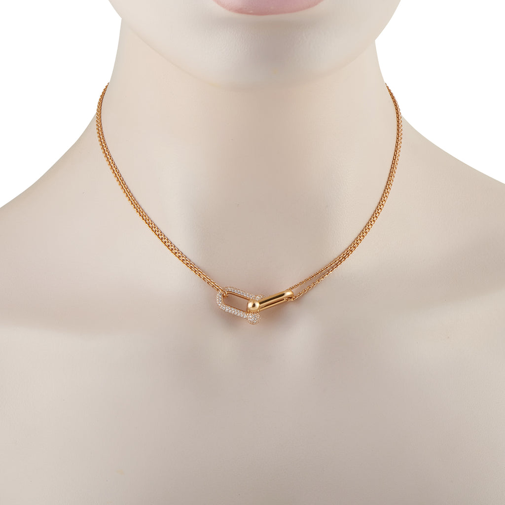 Tiffany & Co. HardWear 18K Rose Gold 0.74ct Diamond Double Link Large Pendant