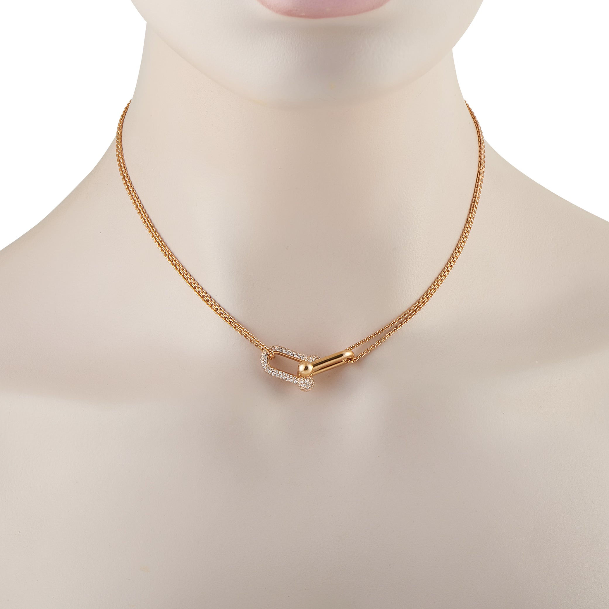 Tiffany & Co. HardWear 18K Rose Gold 0.74ct Diamond Double Link Large Pendant