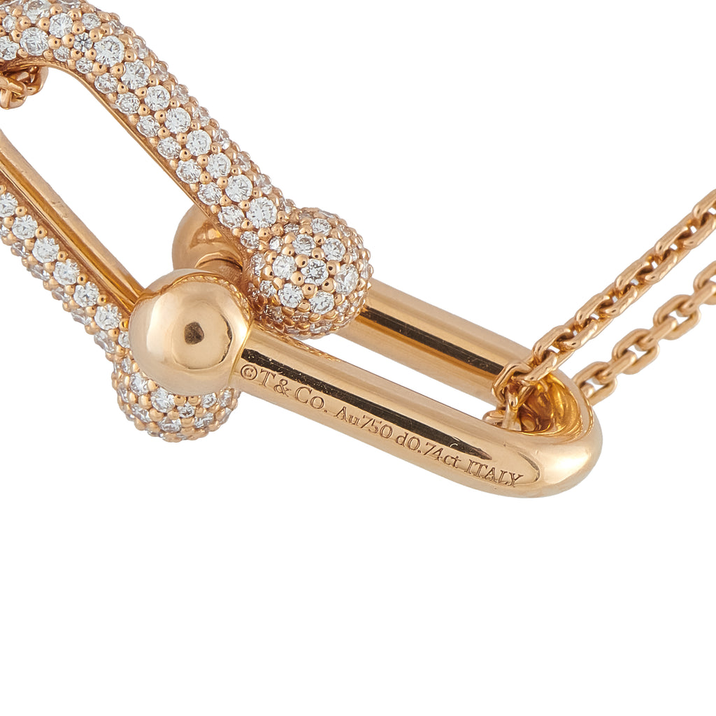 Tiffany & Co. HardWear 18K Rose Gold 0.74ct Diamond Double Link Large Pendant
