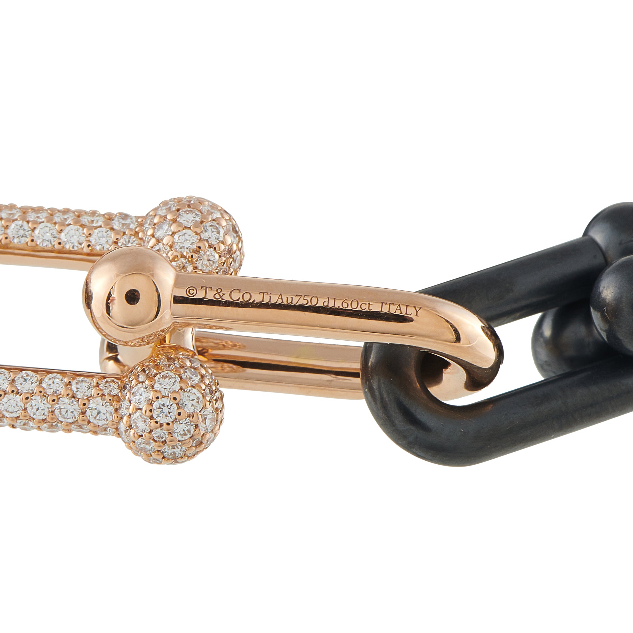 Tiffany & Co. HardWear 18K Rose Gold and Titanium 1.60ct Diamond Bracelet