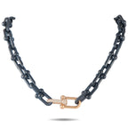 TIFFANY & CO. Tiffany & Co. HardWear Titanium and 18K Rose Gold 1.60ct Diamond Link Limited Edition Necklace