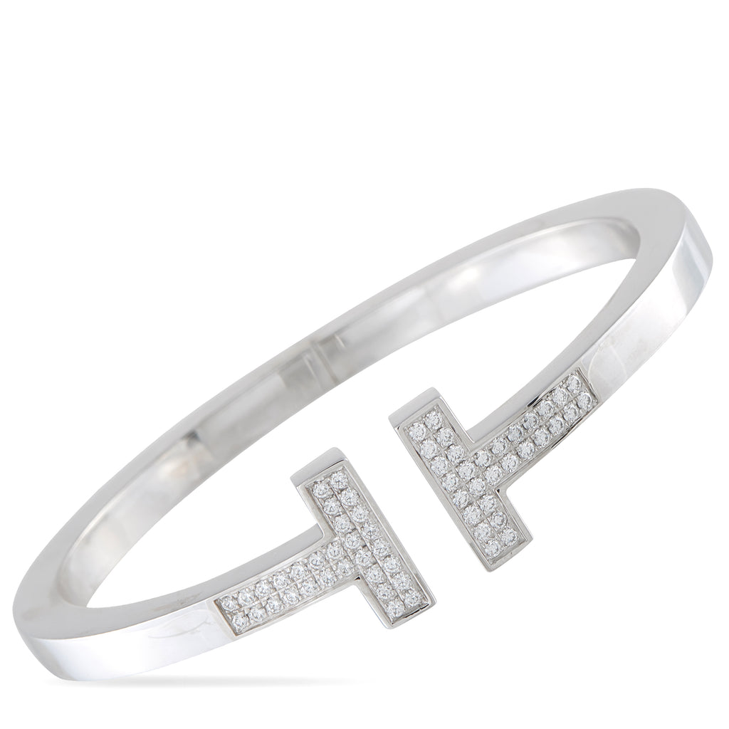 TIFFANY & CO. Tiffany & Co. T 18K White Gold 0.74ct Diamond Bracelet