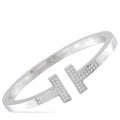 White gold diamond T hinged bracelet with overlapping T motif