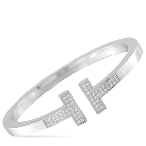 Tiffany & CO. T 18K White Gold 0.74ct Diamond Bracelet