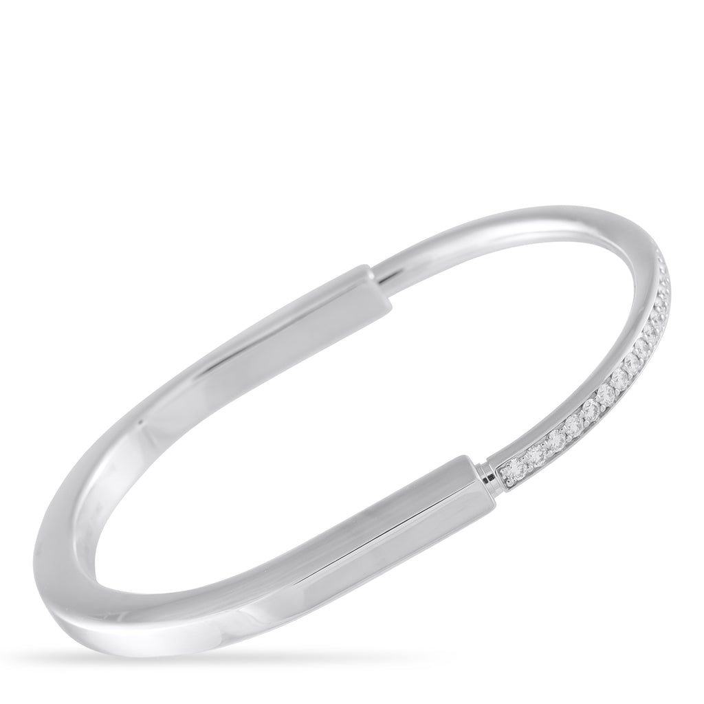 TIFFANY & CO. Tiffany & Co. Lock 18K White Gold 1.20ct Diamond Bangle