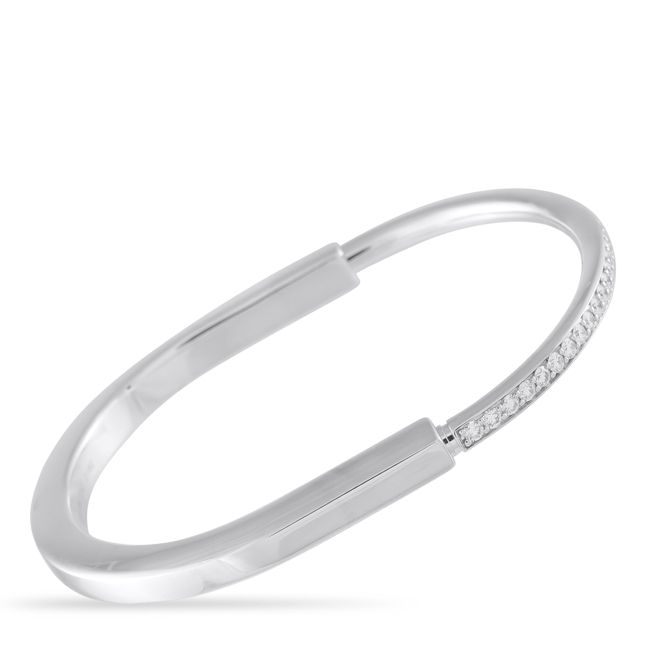 TIFFANY & CO. Tiffany & Co. Lock 18K White Gold 1.20ct Diamond Bangle
