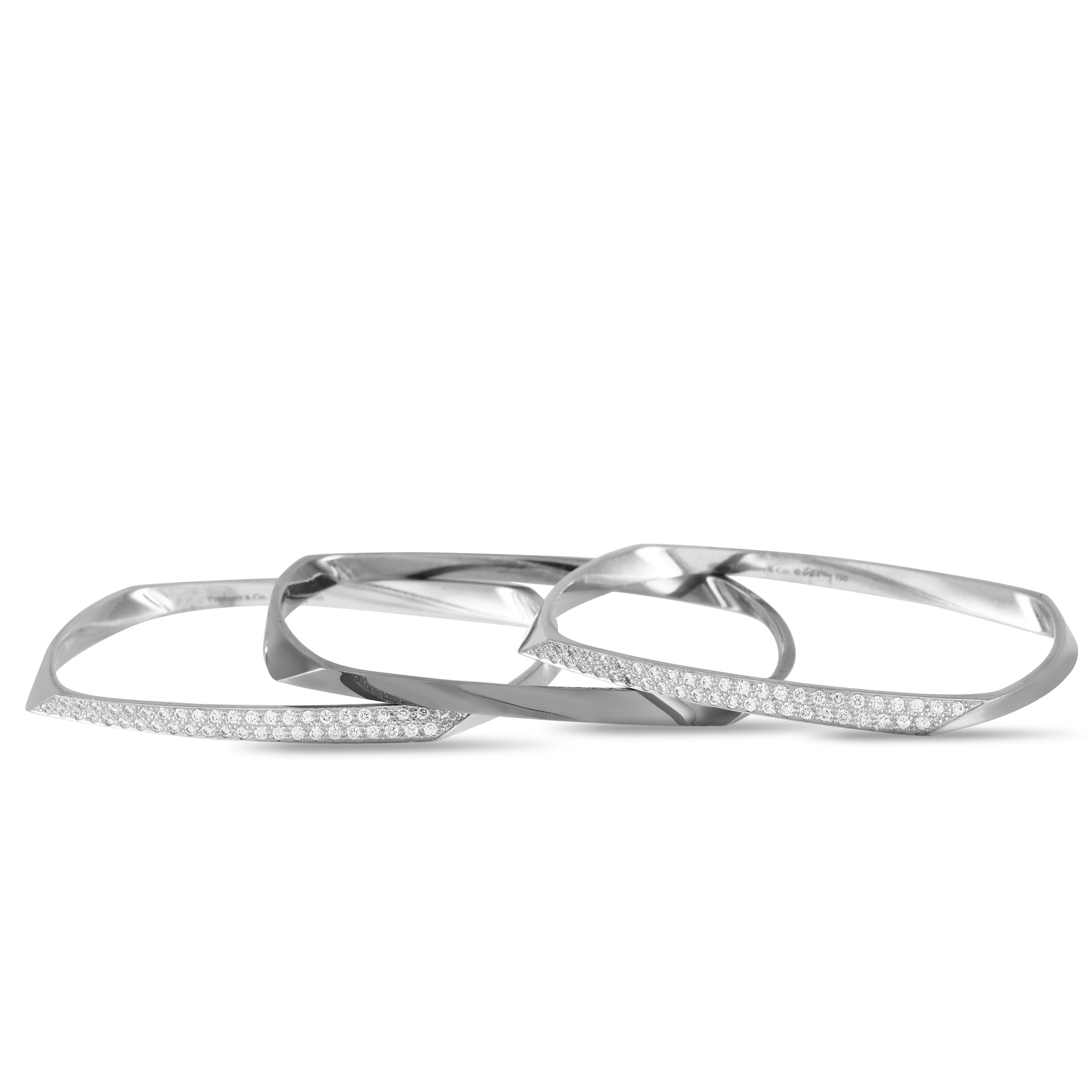 Tiffany & CO. Gehry 18K white gold diamond bracelet with interlocking loop design