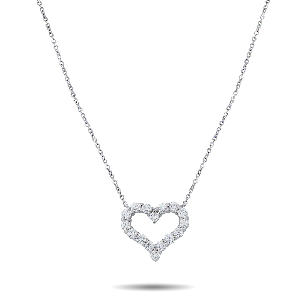 Tiffany & Co. 18K White Gold 0.64ct Diamond Heart Necklace