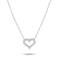 Diamond heart pendant necklace in white gold with pavé diamonds and chain