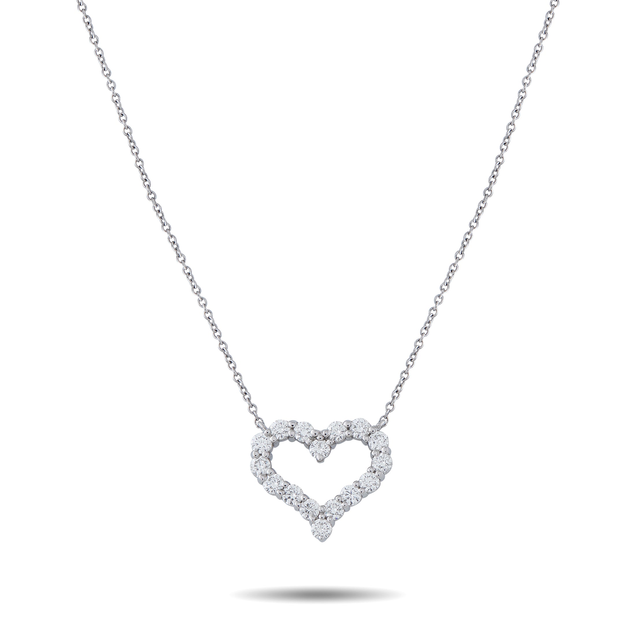 Tiffany & Co. 18K White Gold 0.64ct Diamond Heart Necklace