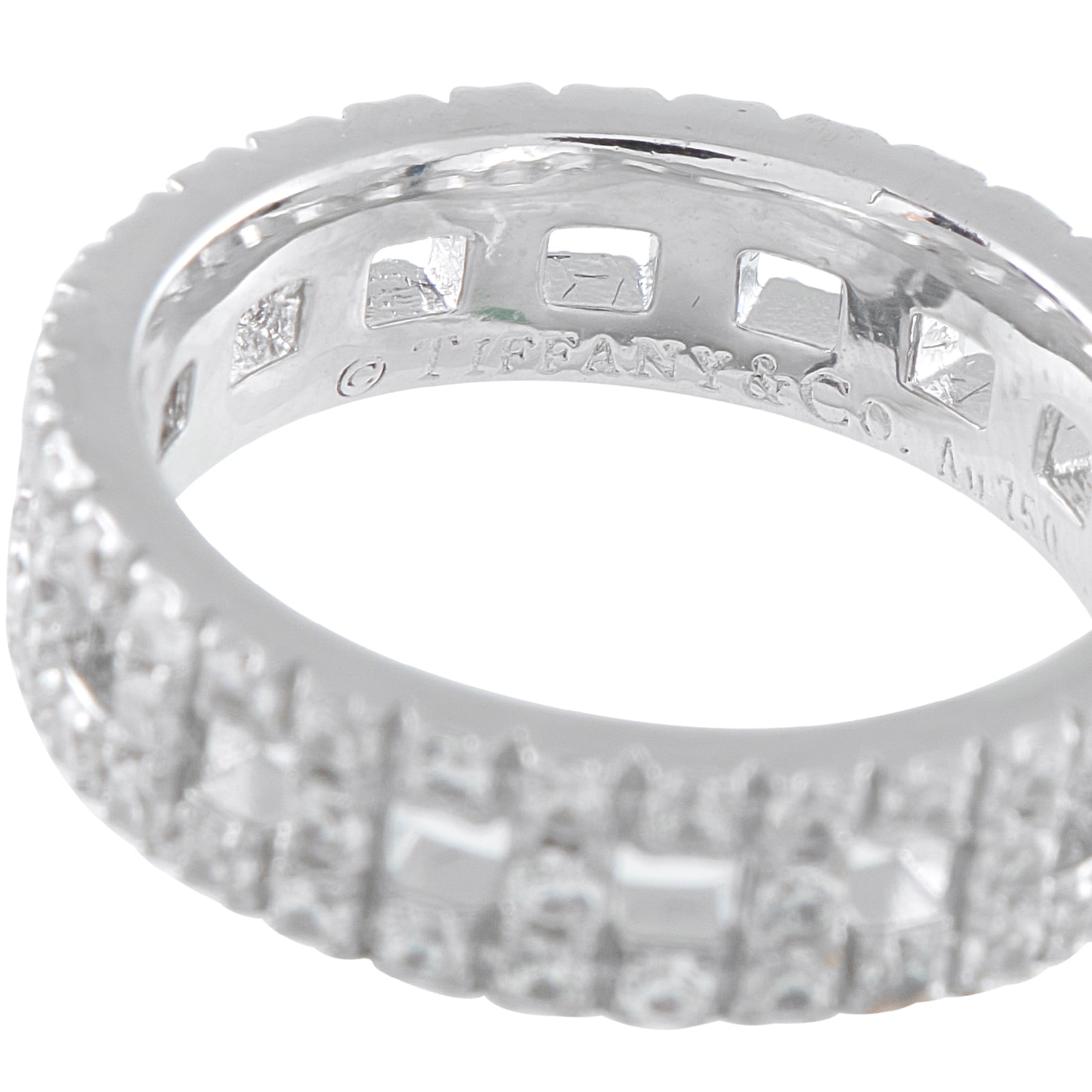 Tiffany & Co. 18K White Gold 0.99ct Diamond Wide Band