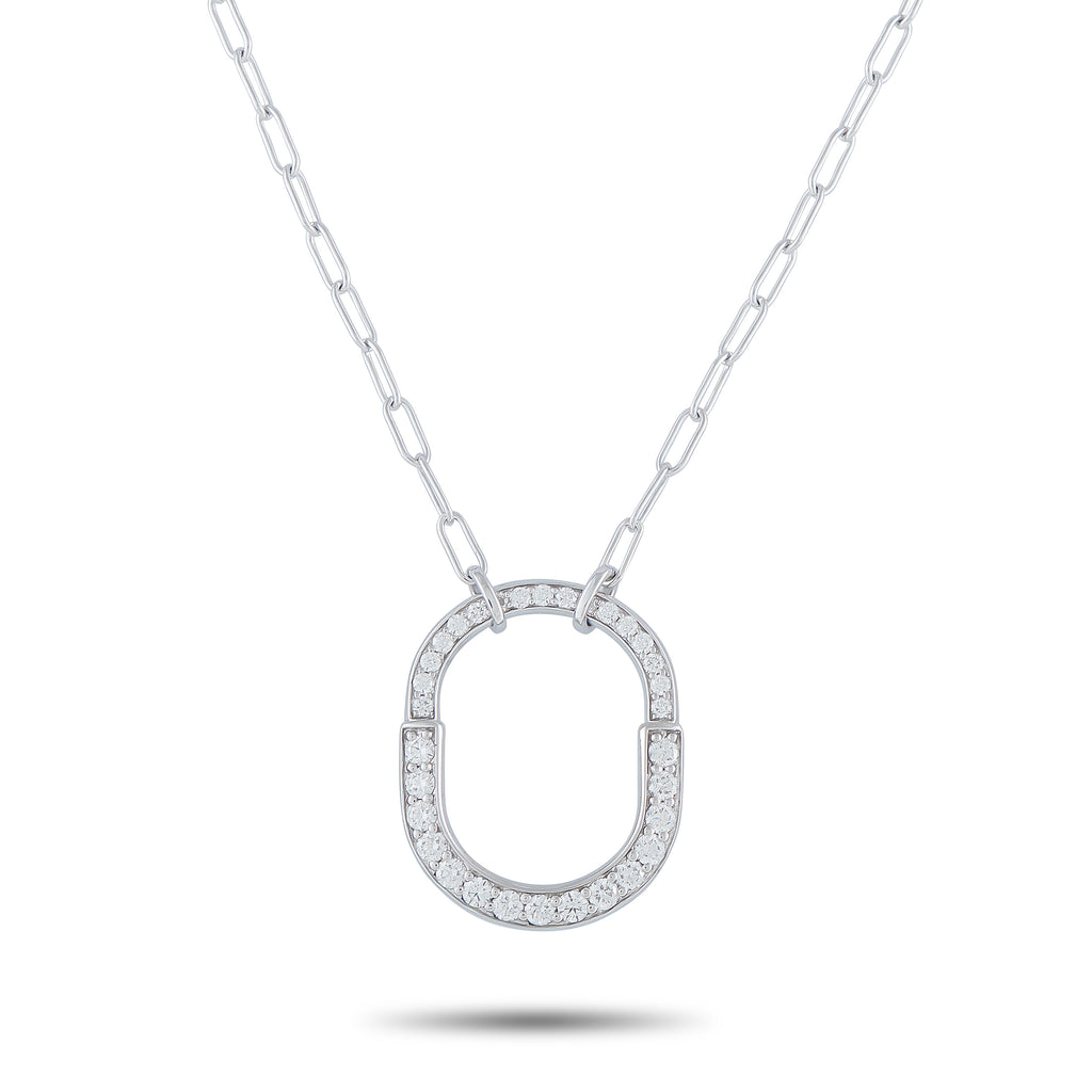TIFFANY & CO. Tiffany & Co. Lock 18K White Gold Diamond Large Lock Pendant